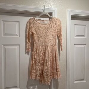 Free People Peach Lace Mini Dress